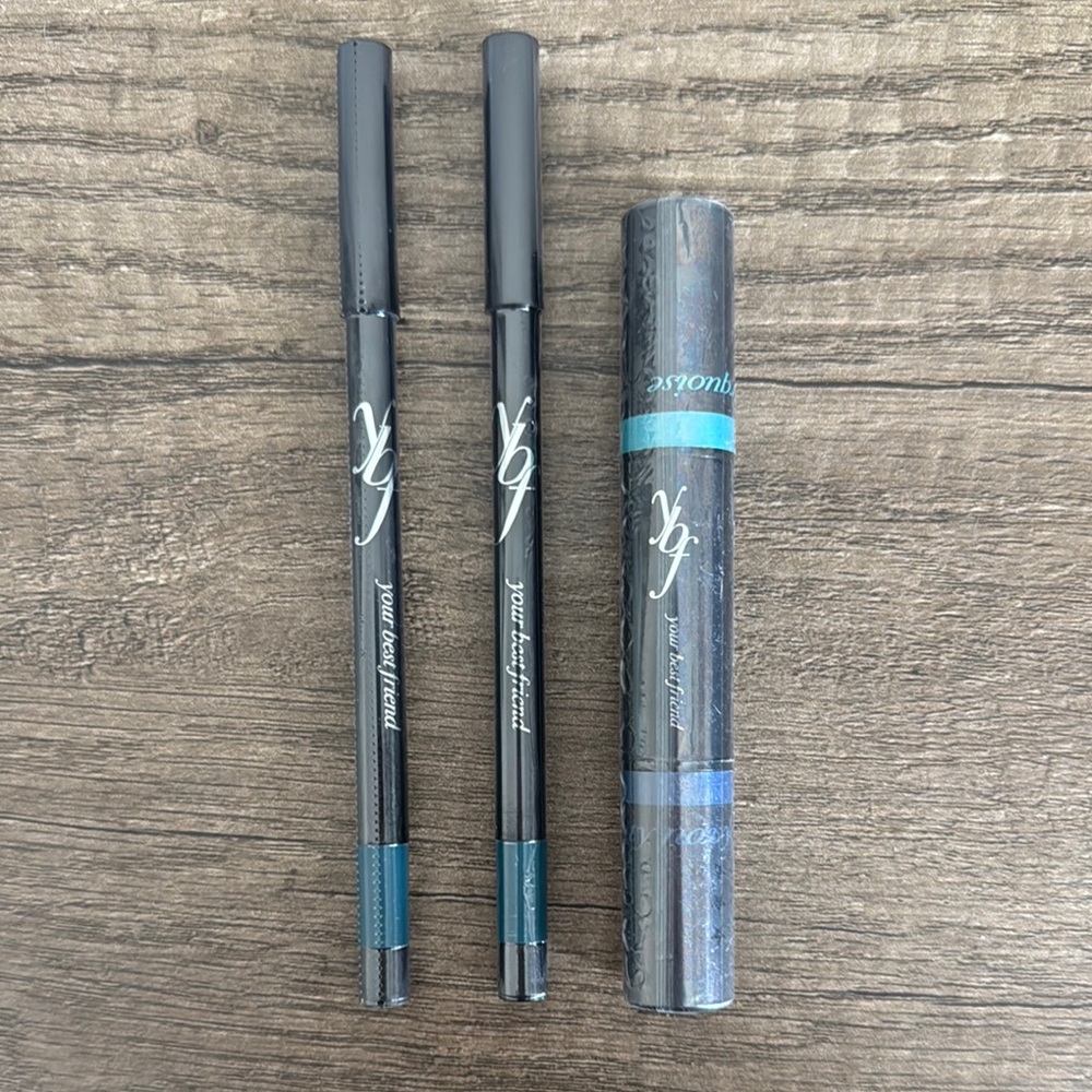 YBF Your Best Friend Eyeliner and Eyeshadow duo. Teal, Navy, and Turquoise